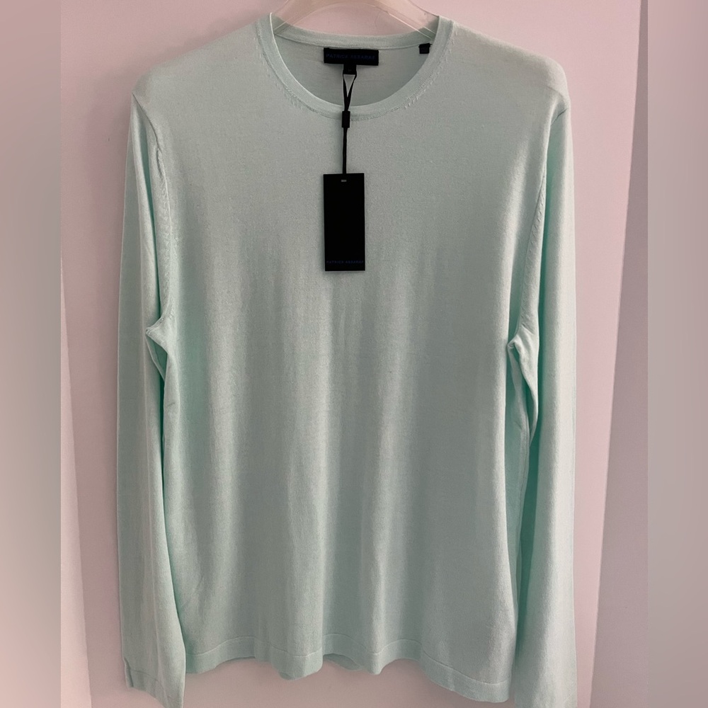 Patrick Assaraf Supersoft Fine Cotton/Wool Blend Long Sleeve Crewneck Sweater